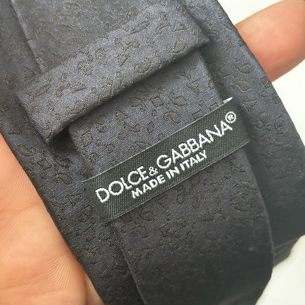 Dolce & Gabbana Navy and Black Silk Jacquard Tie with Subtle Pattern